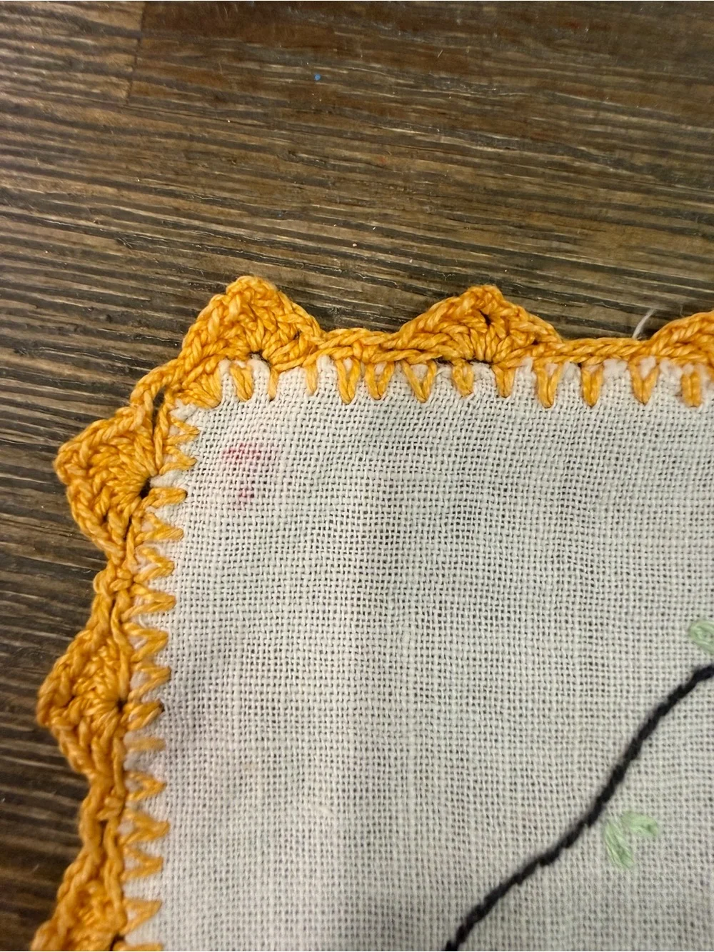 Hand-Embroidered Yellow Floral Linen Small Placemats - Set of 2